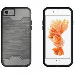 Wholesale iPhone 7 Card Holder Hybrid Case (Space Gray)